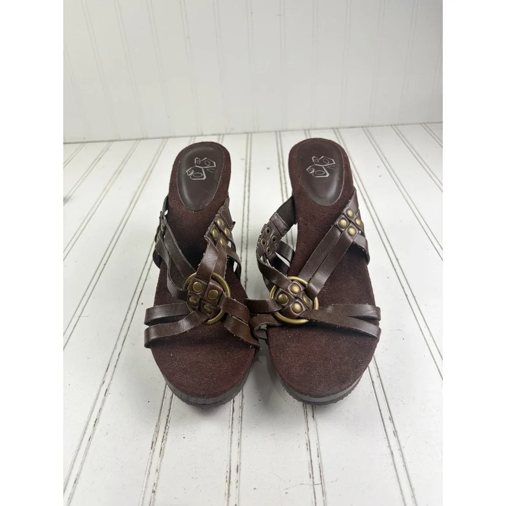 Bongo Vintage Y2K Norman Brown Strappy Boho Studded Platforms Women's Size 9M
